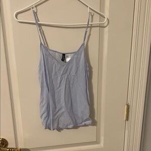 Divided Blue Fitted Ribbed Camisole